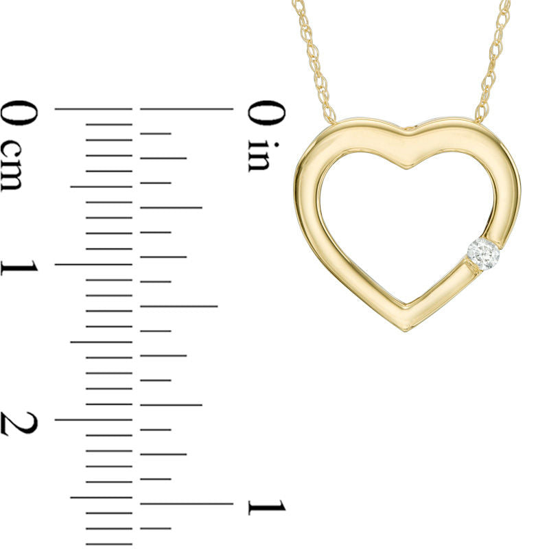 Natural Clarity Enhanced Accent Solitaire Heart Pendant in 10K Yellow Gold