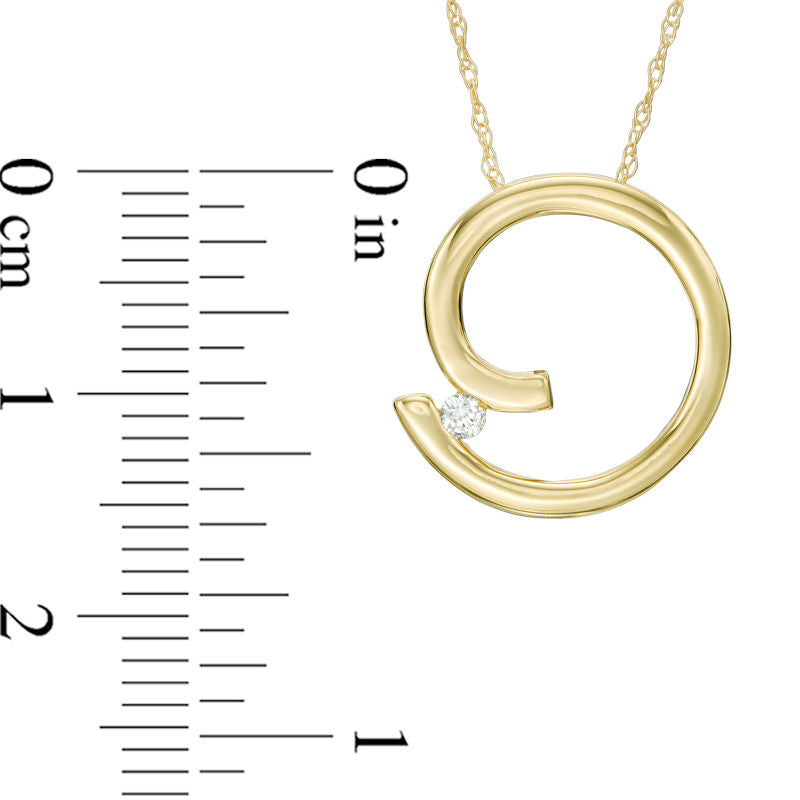 Natural Clarity Enhanced Accent Solitaire Spiral Pendant in 10K Yellow Gold