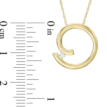 Natural Clarity Enhanced Accent Solitaire Spiral Pendant in 10K Yellow Gold