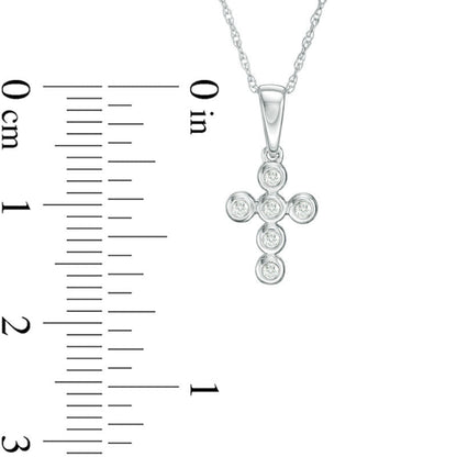 Natural Diamond Accent Six Stone Cross Pendant in 10K White Gold