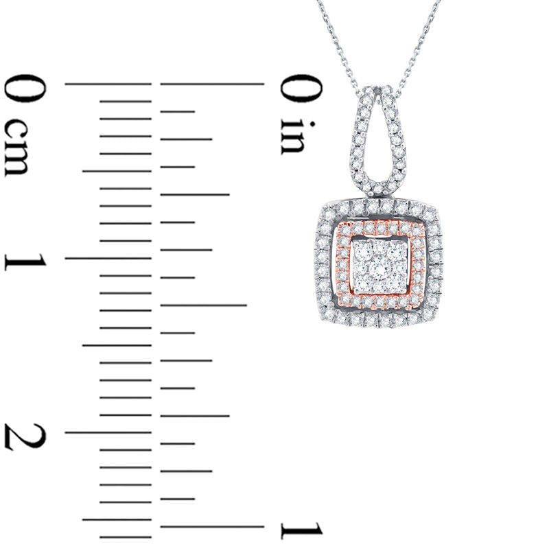 0.25 CT. T.W. Composite Natural Diamond Double Square Frame Pendant in 10K Two-Tone Gold