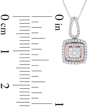 0.25 CT. T.W. Composite Natural Diamond Double Square Frame Pendant in 10K Two-Tone Gold
