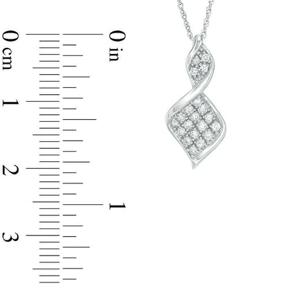 0.25 CT. T.W. Natural Diamond Twist Flame Pendant in 10K White Gold