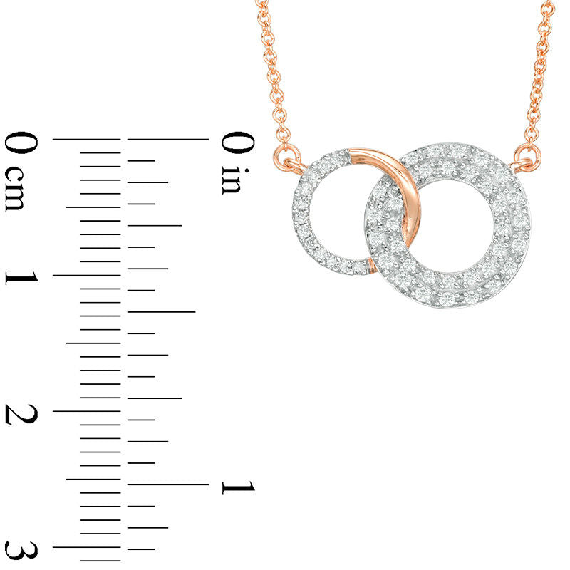 0.25 CT. T.W. Natural Diamond Interlocking Circles Necklace in 14K Rose Gold