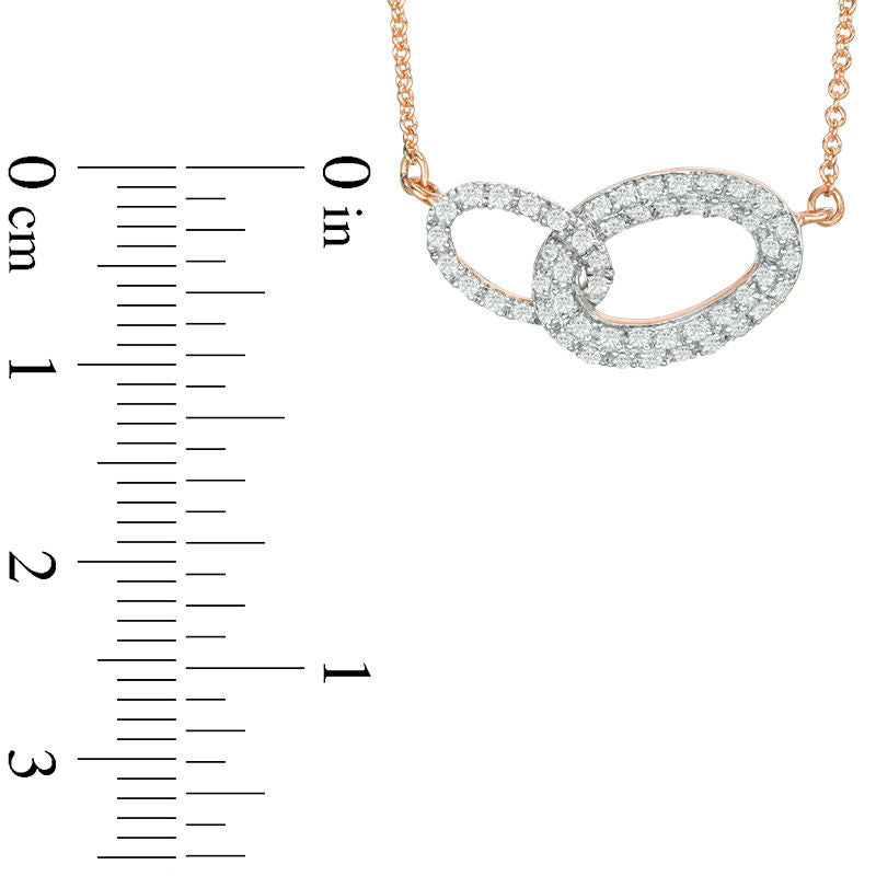 0.25 CT. T.W. Natural Diamond Interlocking Ovals Necklace in 14K Rose Gold