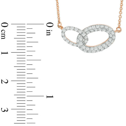 0.25 CT. T.W. Natural Diamond Interlocking Ovals Necklace in 14K Rose Gold