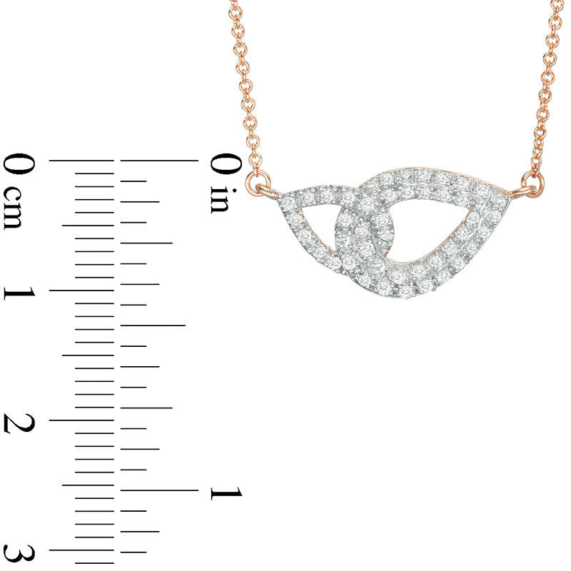 0.25 CT. T.W. Natural Diamond Interlocking Teardrops Necklace in 14K Rose Gold