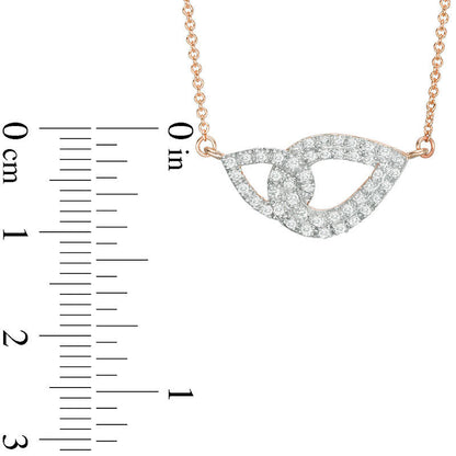 0.25 CT. T.W. Natural Diamond Interlocking Teardrops Necklace in 14K Rose Gold