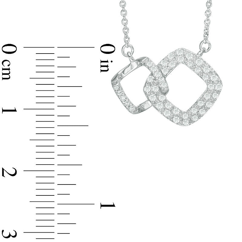 0.25 CT. T.W. Natural Diamond Interlocking Squares Necklace in 14K White Gold