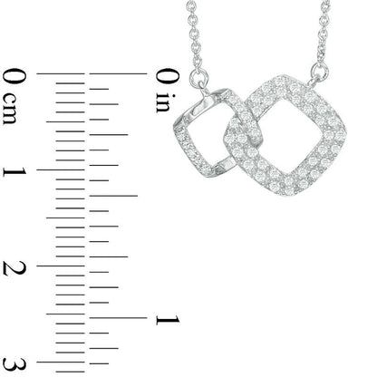 0.25 CT. T.W. Natural Diamond Interlocking Squares Necklace in 14K White Gold