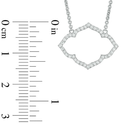 0.2 CT. T.W. Natural Diamond Lotus Outline Necklace in 14K White Gold