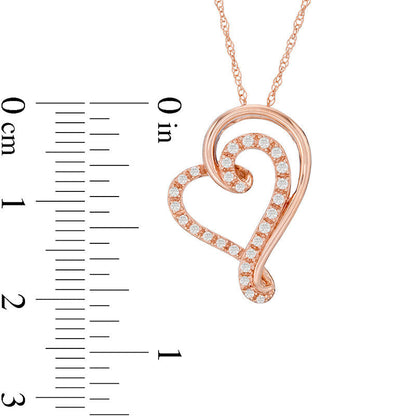 0.17 CT. T.W. Natural Diamond Swirl Heart Pendant in 10K Rose Gold