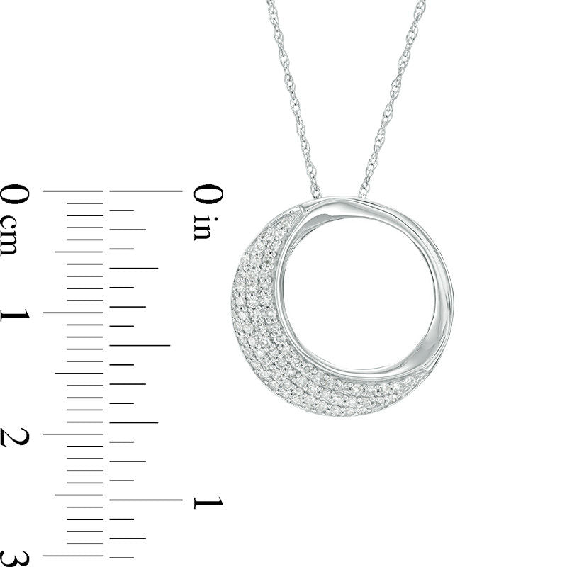 0.25 CT. T.W. Natural Diamond Open Circle Pendant in 10K White Gold