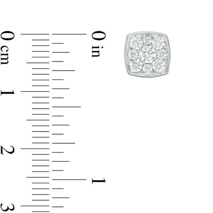 0.75 CT. T.W. Diamond Cushion Frame Stud Earrings in 10K White Gold