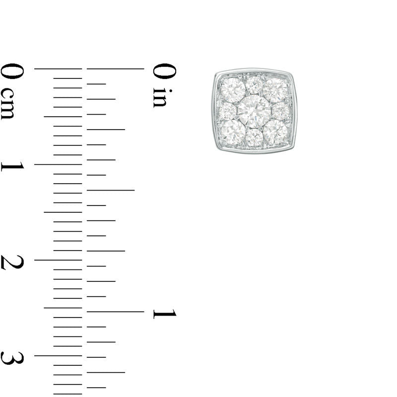 1 CT. T.W. Diamond Cushion Frame Stud Earrings in 10K White Gold