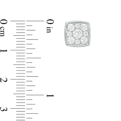 1 CT. T.W. Diamond Cushion Frame Stud Earrings in 10K White Gold
