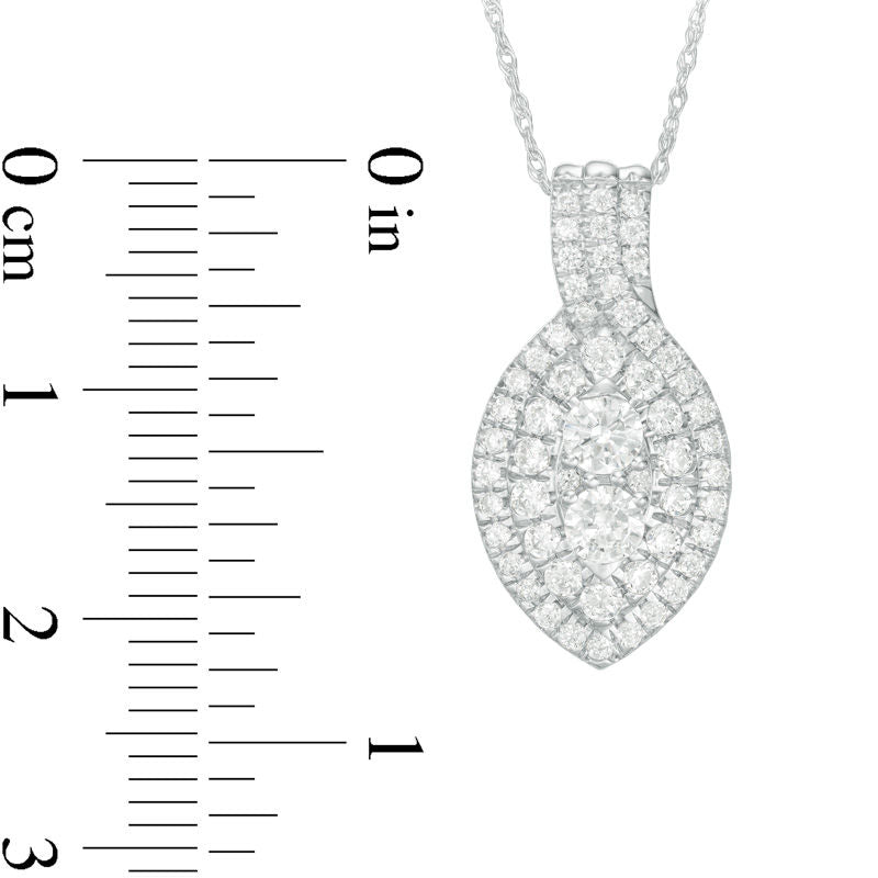 0.75 CT. T.W. Natural Diamond Double Marquise Frame Pendant in 10K White Gold