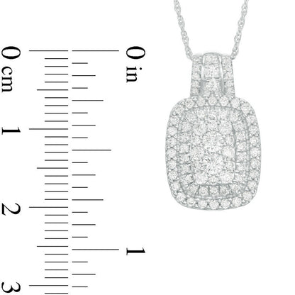 0.75 CT. T.W. Natural Diamond Triple Cushion Frame Pendant in 10K White Gold