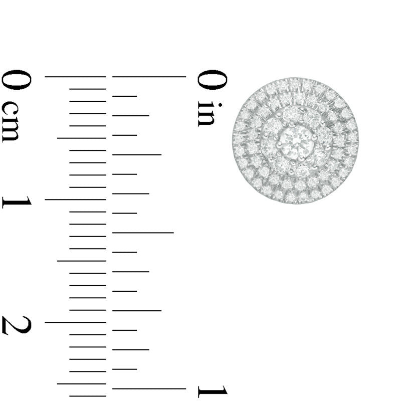 0.75 CT. T.W. Diamond Triple Frame Stud Earrings in 10K White Gold