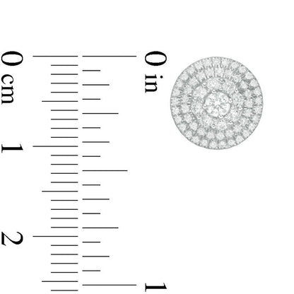 0.75 CT. T.W. Diamond Triple Frame Stud Earrings in 10K White Gold