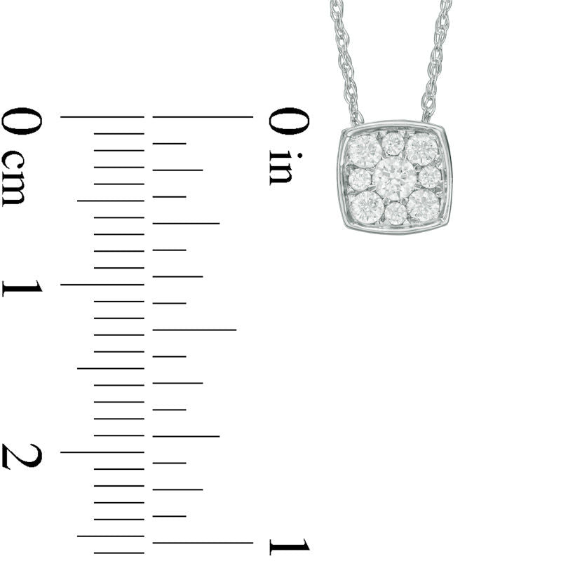 0.25 CT. T.W. Natural Diamond Cushion Frame Pendant in 10K White Gold