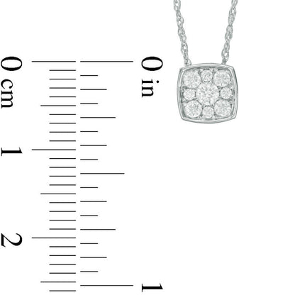 0.25 CT. T.W. Natural Diamond Cushion Frame Pendant in 10K White Gold