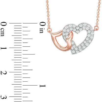 0.25 CT. T.W. Natural Diamond Interlocking Hearts Necklace in 14K Rose Gold