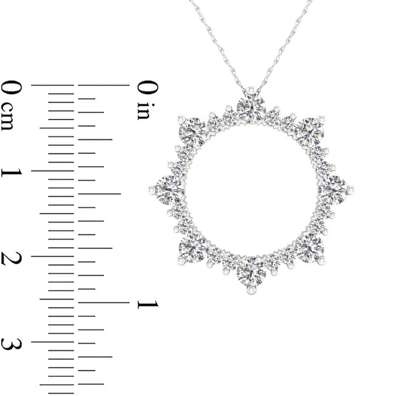 1 CT. T.W. Natural Diamond Open Sunburst Pendant in 10K White Gold