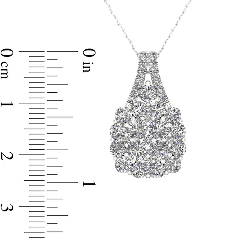 1.88 CT. T.W. Composite Natural Diamond Cushion Frame Pendant in 14K White Gold