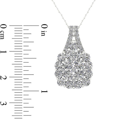 1.88 CT. T.W. Composite Natural Diamond Cushion Frame Pendant in 14K White Gold