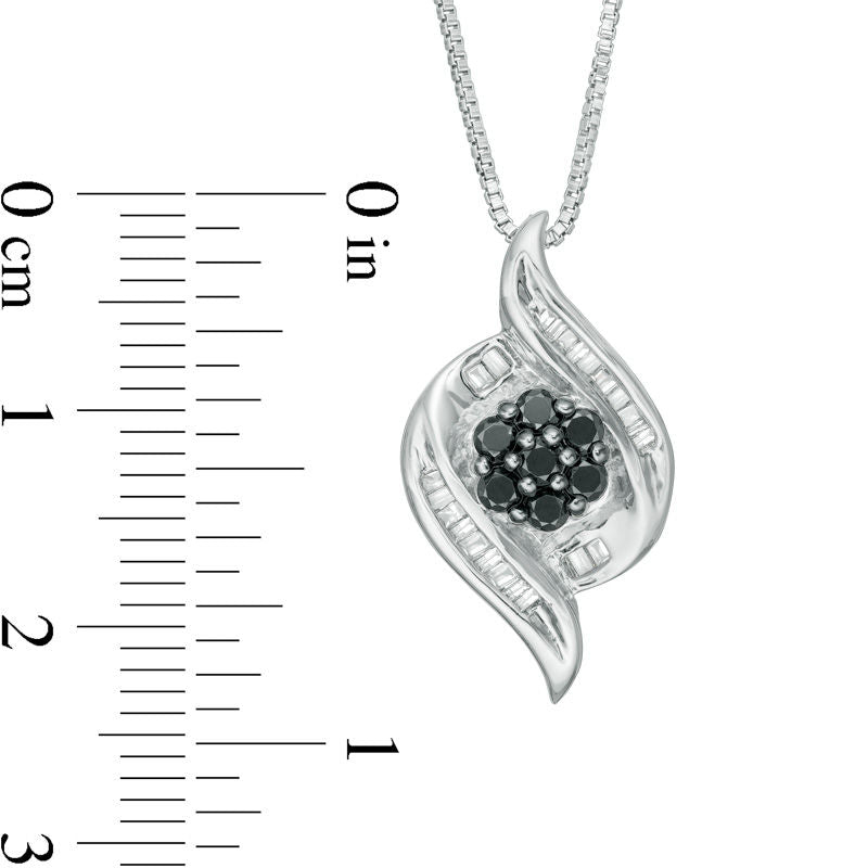 0.5 CT. T.W. Enhanced Black and White Composite Natural Diamond Flame Pendant in Sterling Silver
