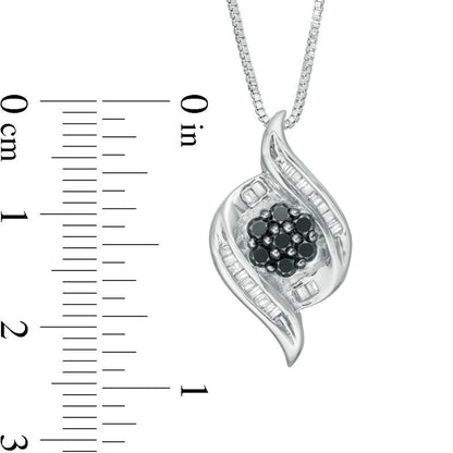 0.5 CT. T.W. Enhanced Black and White Composite Natural Diamond Flame Pendant in Sterling Silver