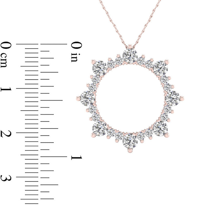 1 CT. T.W. Natural Diamond Open Sunburst Pendant in 10K Rose Gold