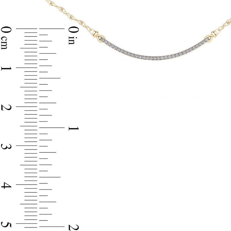 0.25 CT. T.W. Natural Diamond Curved Bar Necklace in 10K Yellow Gold