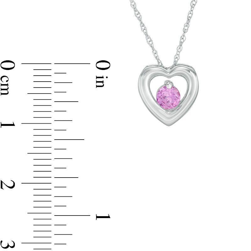 4.0mm Lab-Created Pink Sapphire Heart Pendant in 10K White Gold