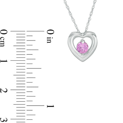 4.0mm Lab-Created Pink Sapphire Heart Pendant in 10K White Gold