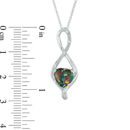 8.0mm Heart-Shaped Mystic Fire« Topaz and Natural Diamond Accent Infinity Pendant in 10K White Gold
