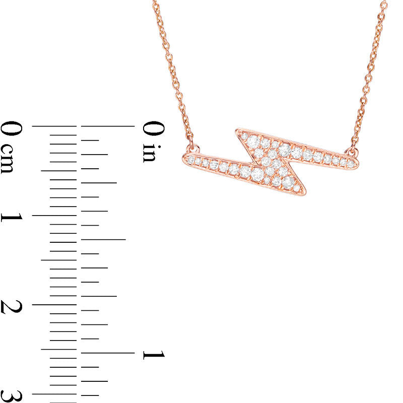 0.25 CT. T.W. Natural Diamond Lightning Bolt Necklace in 10K Rose Gold
