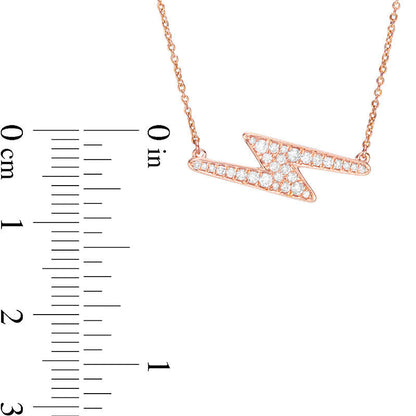 0.25 CT. T.W. Natural Diamond Lightning Bolt Necklace in 10K Rose Gold