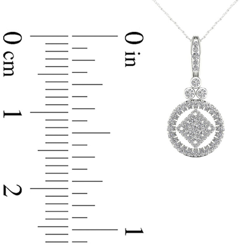 0.5 CT. T.W. Quad Princess-Cut Natural Diamond Frame Open Circle Pendant in 10K White Gold