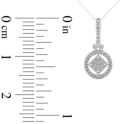 0.5 CT. T.W. Quad Princess-Cut Natural Diamond Frame Open Circle Pendant in 10K White Gold