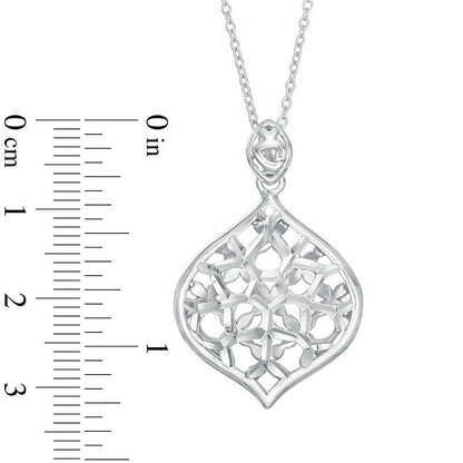 Natural Diamond-Cut Marquise-Shaped Pendant in Sterling Silver
