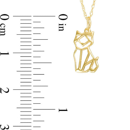 Geometric Cat Pendant in 14K Gold