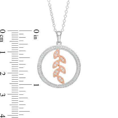 0.25 CT. T.W. Natural Diamond Leaf Circle Pendant in 10K Two-Tone Gold