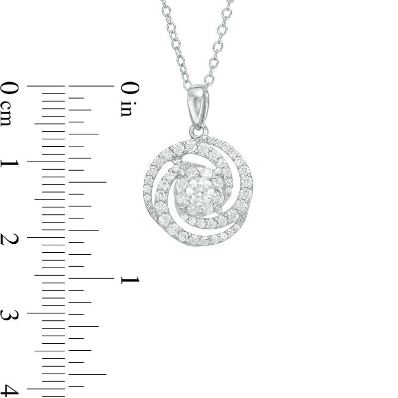 0.63 CT. T.W. Natural Diamond Swirl Pendant in 10K White Gold