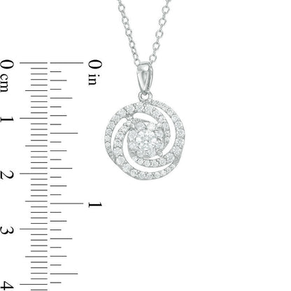 0.63 CT. T.W. Natural Diamond Swirl Pendant in 10K White Gold