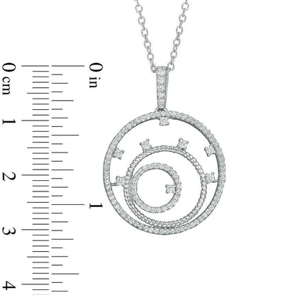0.38 CT. T.W. Natural Diamond Alternating Circle Pendant in 10K White Gold