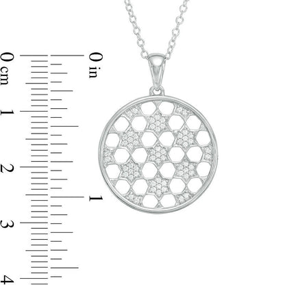 0.2 CT. T.W. Natural Diamond Star Lattice Medallion Pendant in 10K White Gold