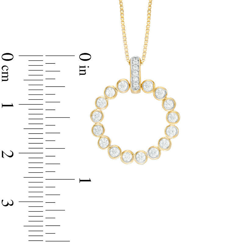 0.5 CT. T.W. Natural Diamond Circle Pendant in 10K Yellow Gold