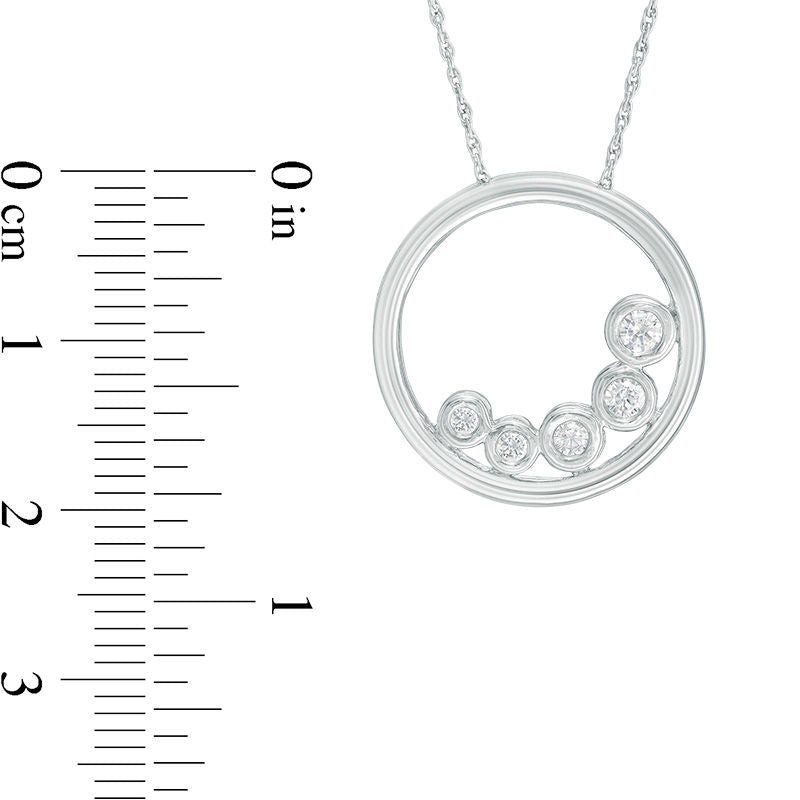 0.25 CT. T.W. Natural Diamond Offset Open Circle Pendant in 10K White Gold